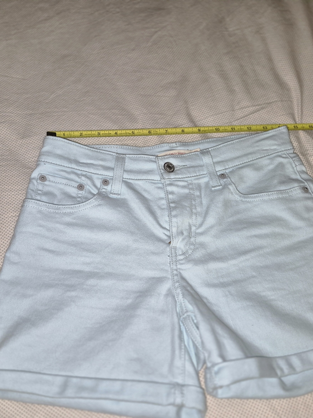 Levi's  Pale Blue Denim High-Waist Shorts